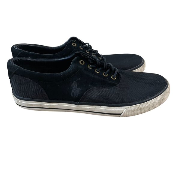 Polo Ralph Lauren Men's Vaughn Saddle Shoes Size Size 12 D Black Canvas & Suede - Picture 1 of 6
